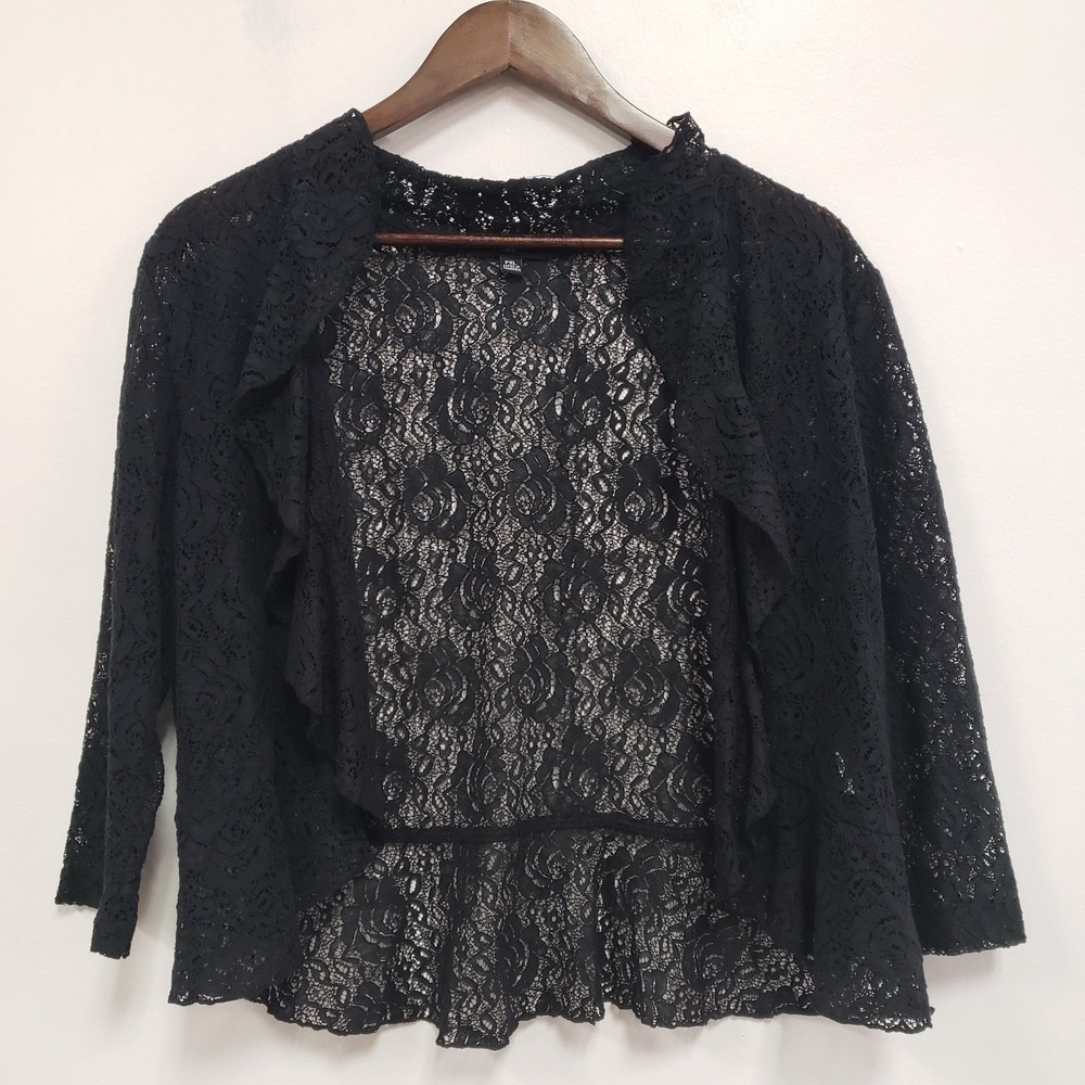 Notations Womens Open Front Fairy Grunge Whimsigoth Lace‎ Top Size XL Petite